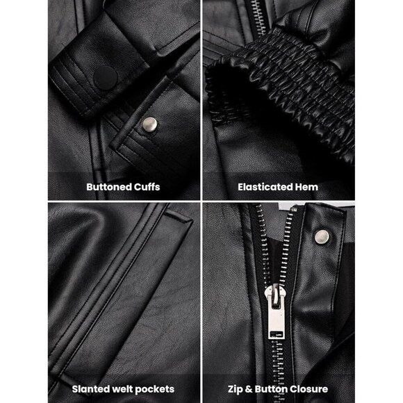 Aelfric Eden Womens Leather Black  Jacket Oversized Y2k  Jackets Coats - Picture 5 of 7